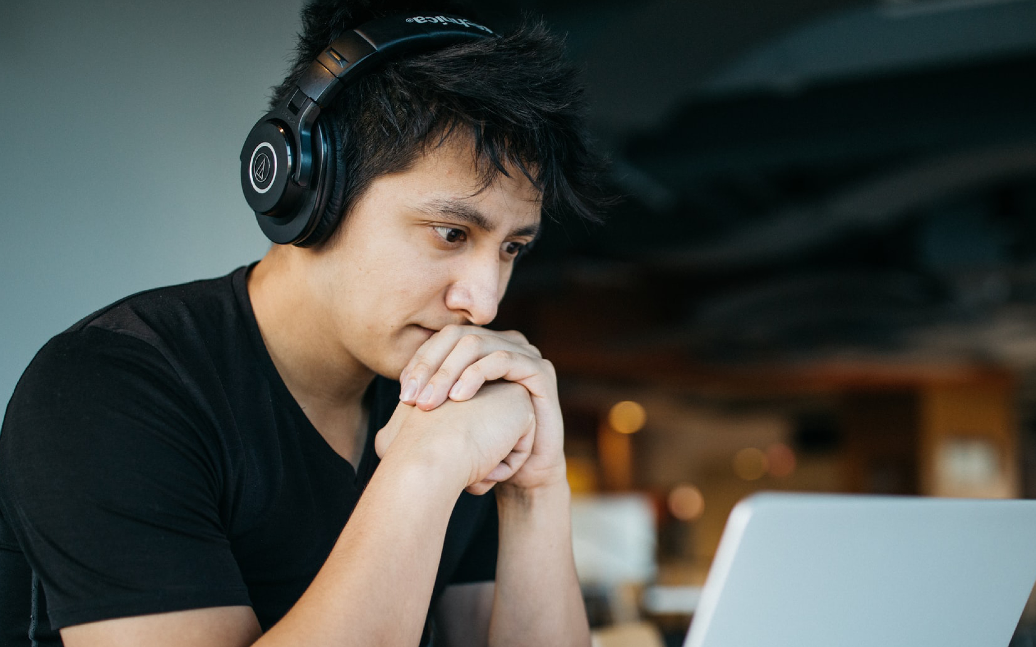 listening with headphones