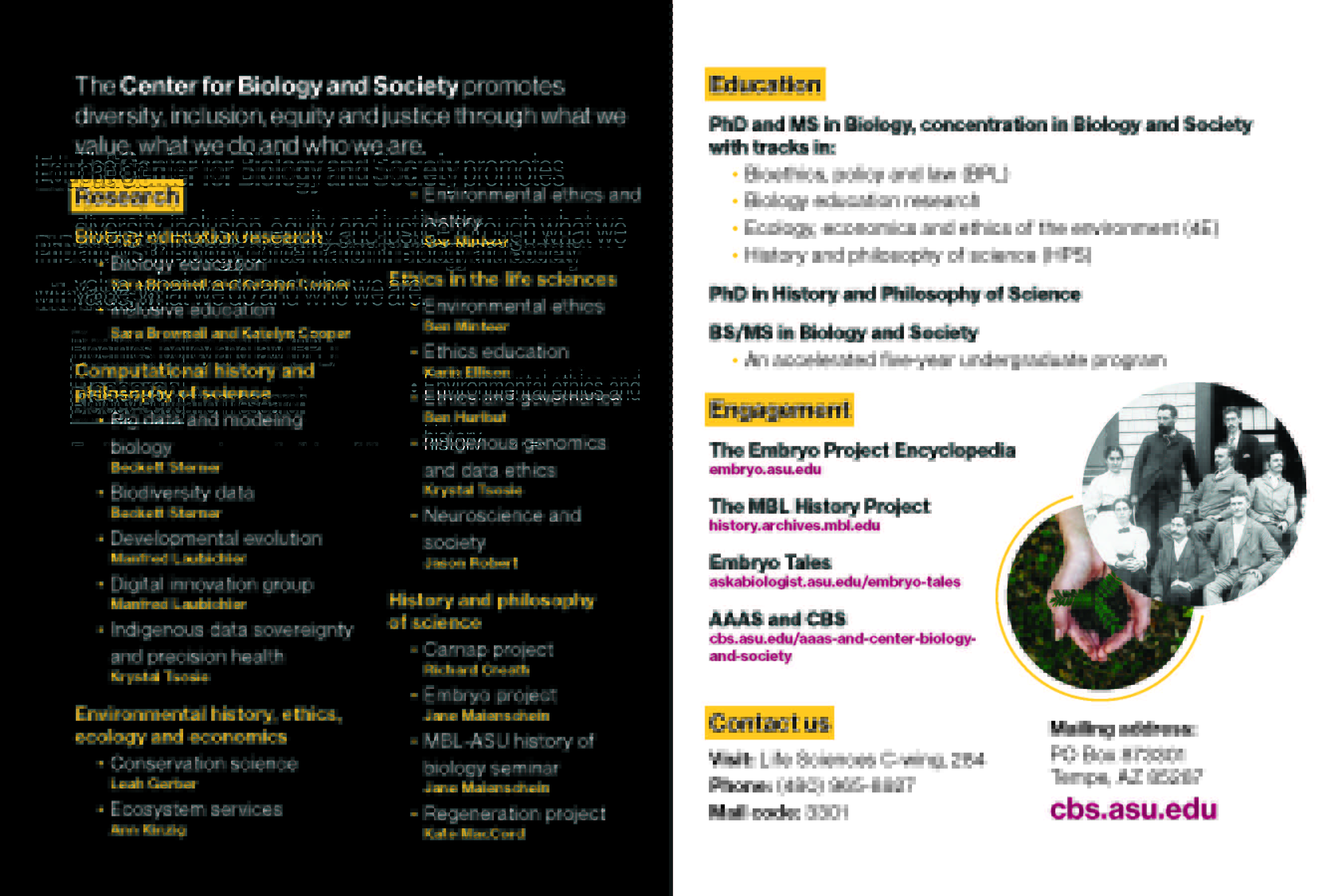 Back of CBS recruiting post-card