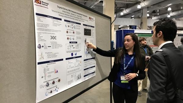 student presenting at aaas