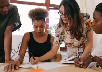 Photo of students working on a project