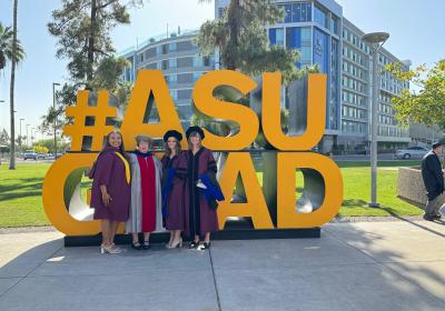 Photo of Ilani Higgins, Karin Ellison, Olivia Davis and Cassi Lyon at graduation